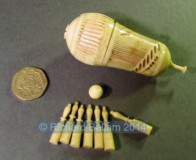 Miniature Ivory Skittle set